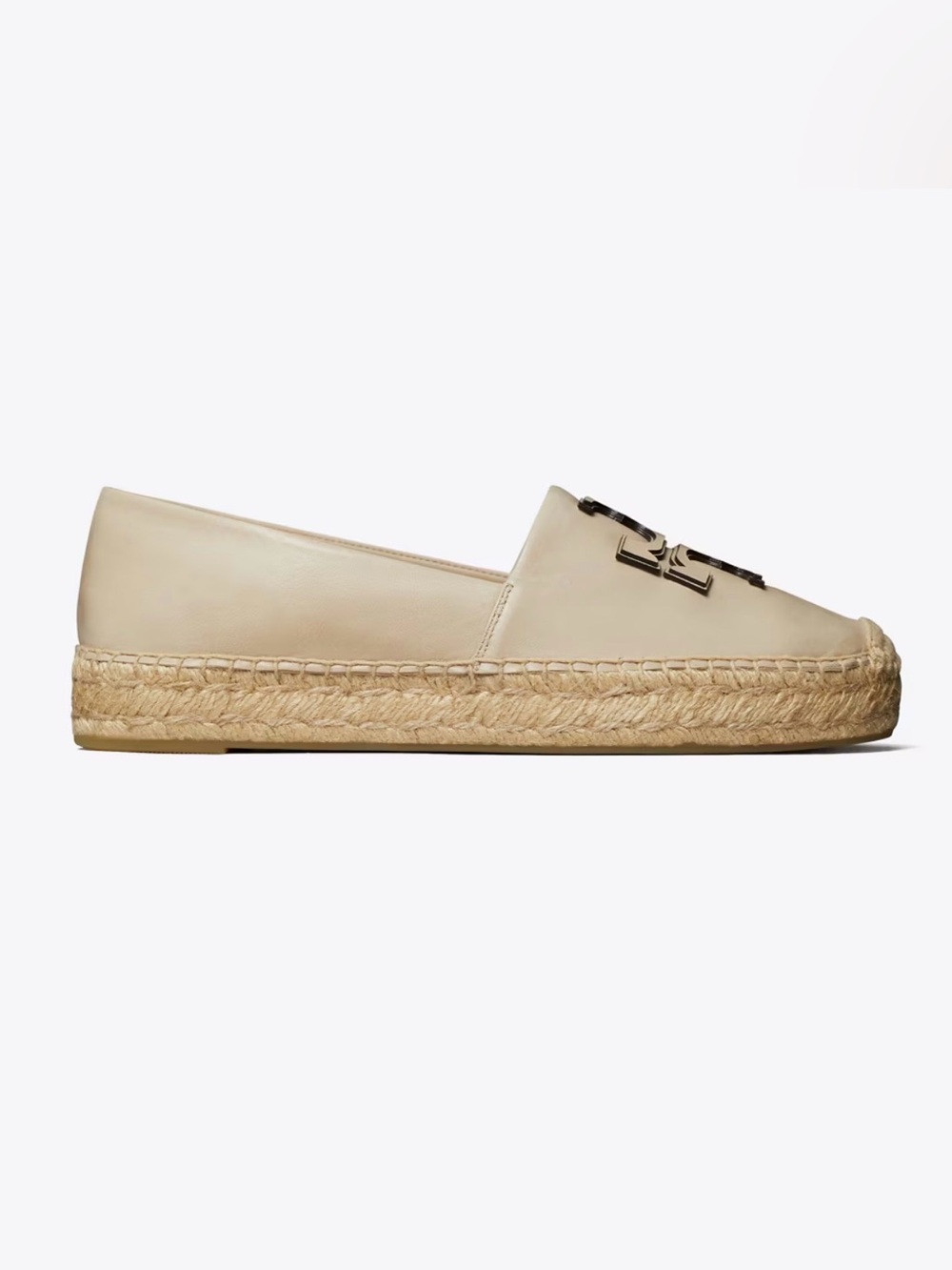 Tory Burch Neutral Beige Leather Logo Espadrilles - Picture 4 of 12
